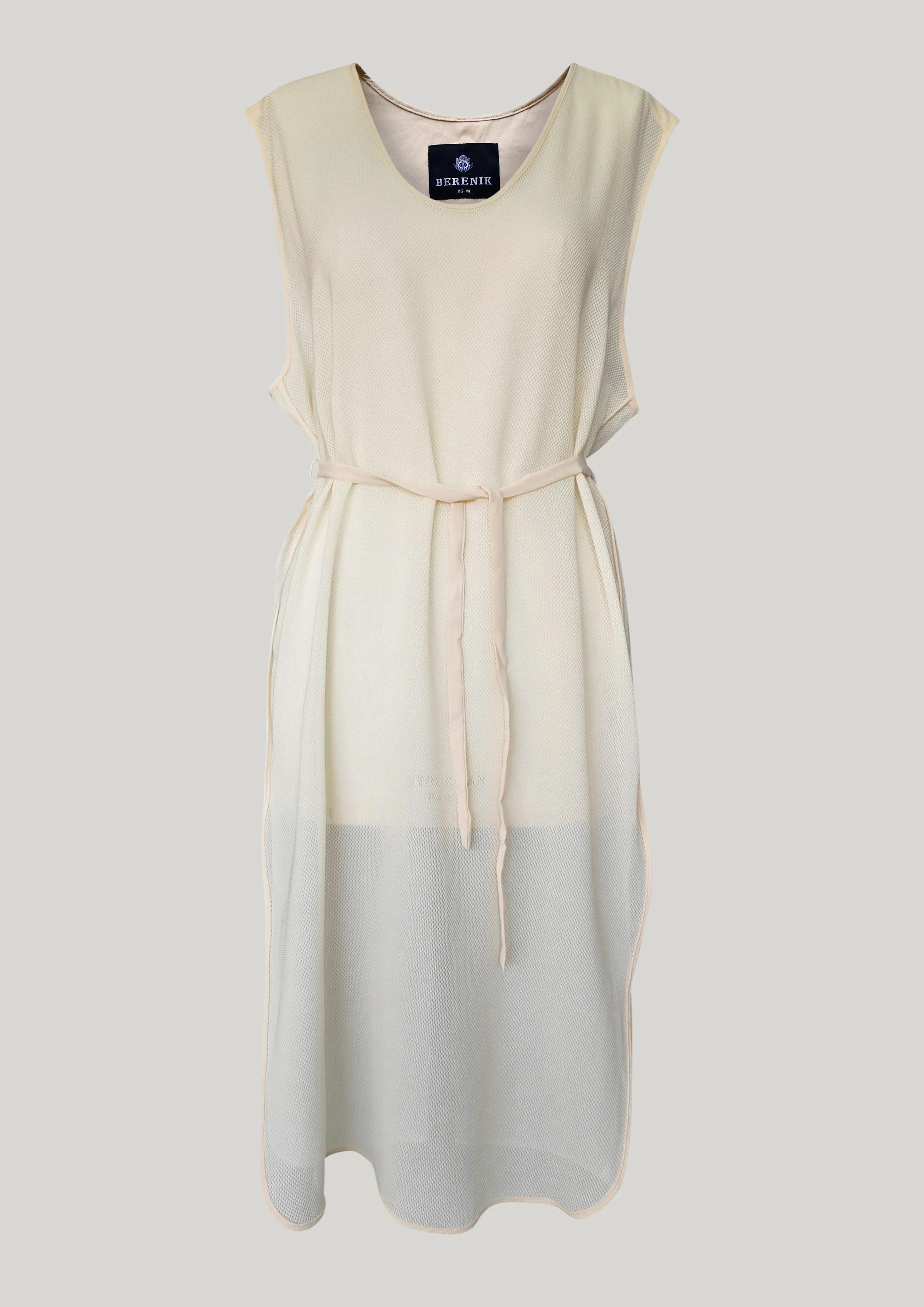 DRESS SLEEVELESS CREME MESH