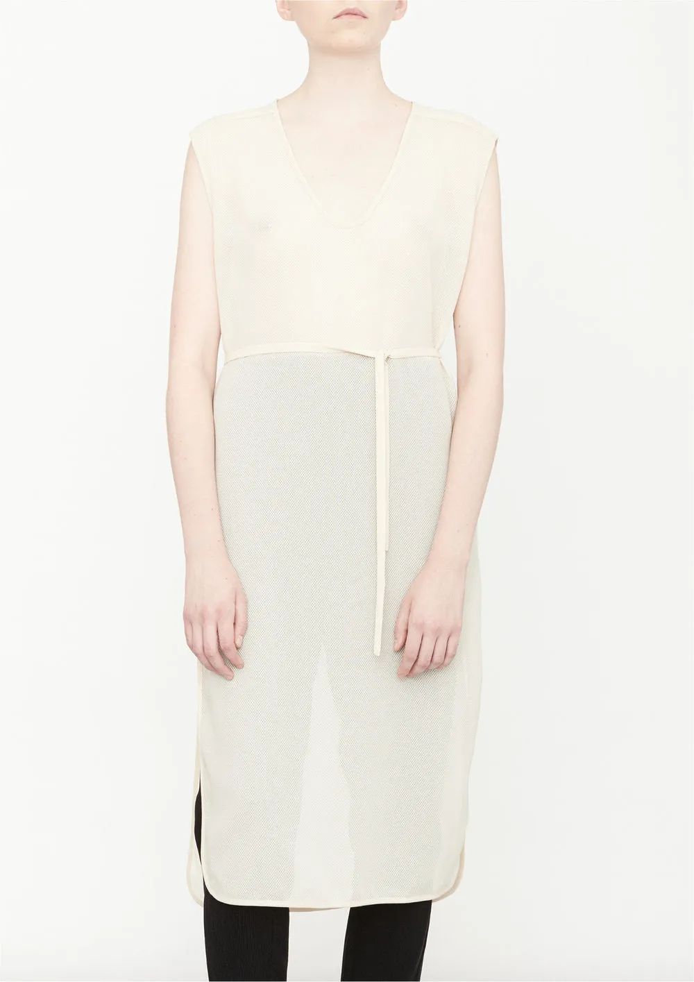 DRESS SLEEVELESS CREME MESH