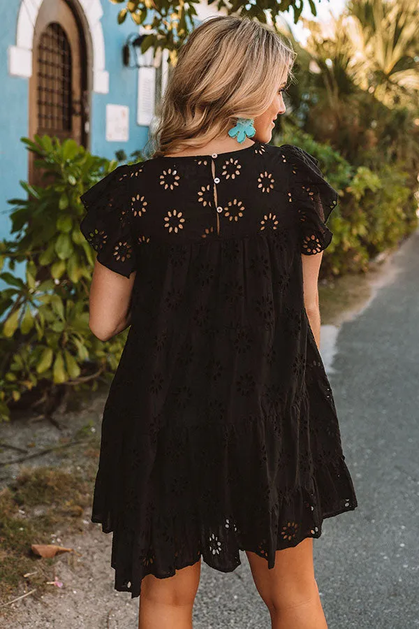 Easy To Excite Eyelet Shift Dress In Black