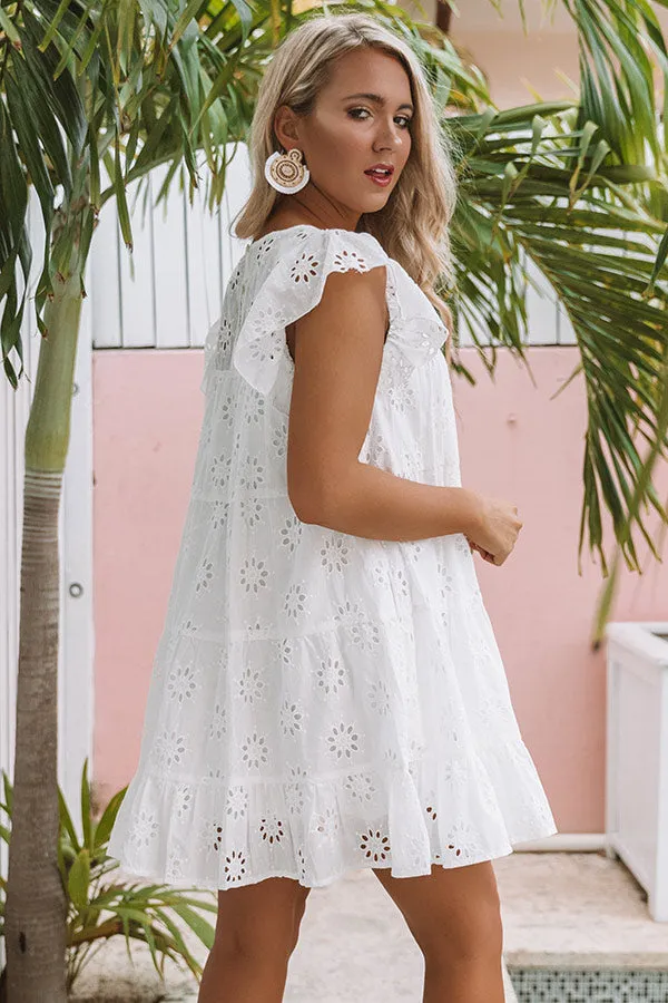 Easy To Excite Eyelet Shift Dress In White