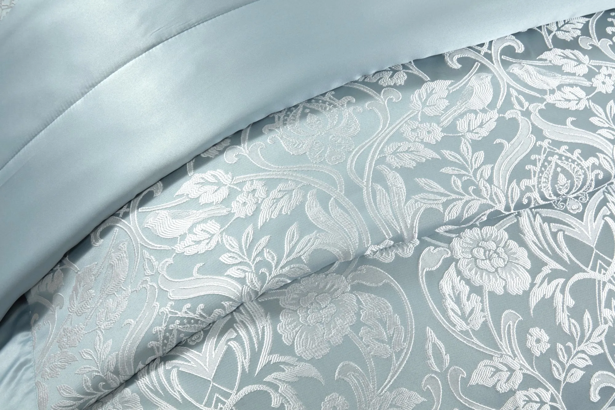 Eden - Embellished Jacquard Quilted Bedspread Set in Duck Egg