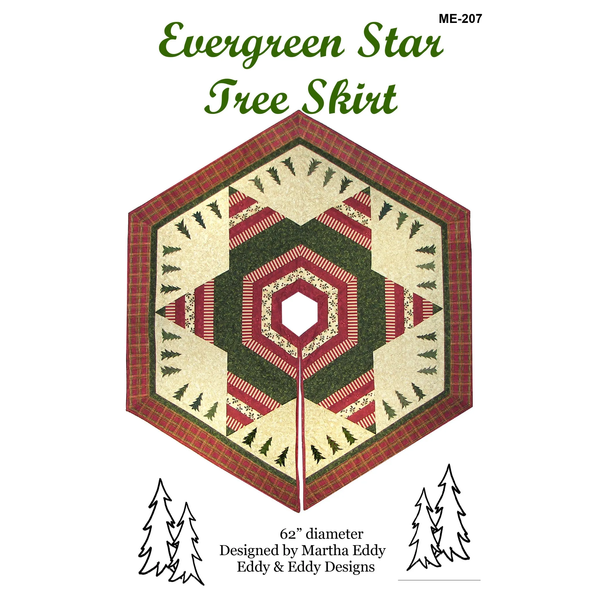 Evergreen Star Tree Skirt Quilt ME-207e - Downloadable Pattern