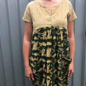 Fair Trade Ethical Mud Resistant Print Dress with Sleeves Flying Cats