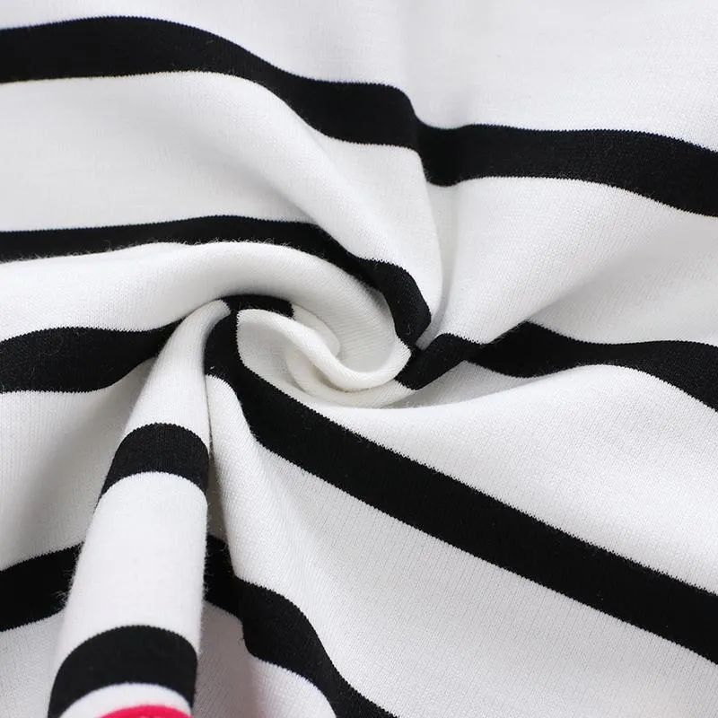 Fashion Love Heart Embroidery Flower Striped Layered Tulle Dress