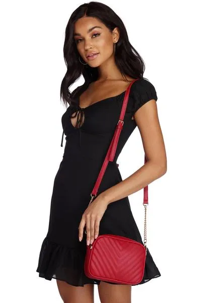 Faux Leather Chevron Crossbody