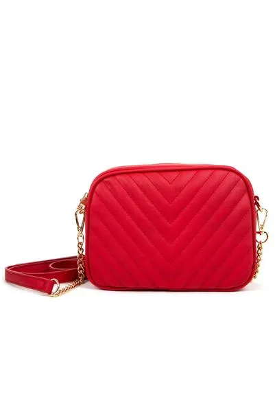 Faux Leather Chevron Crossbody