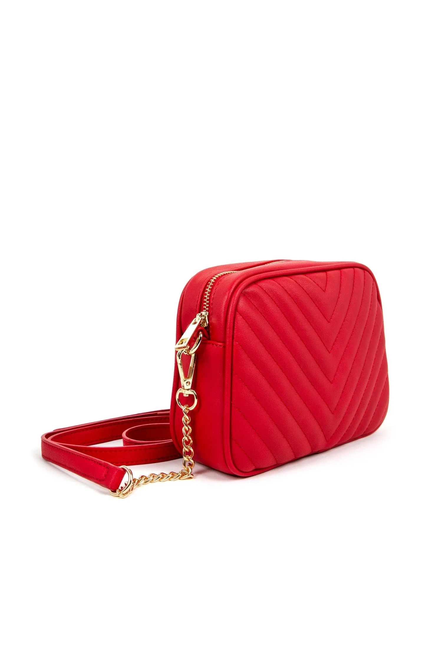 Faux Leather Chevron Crossbody