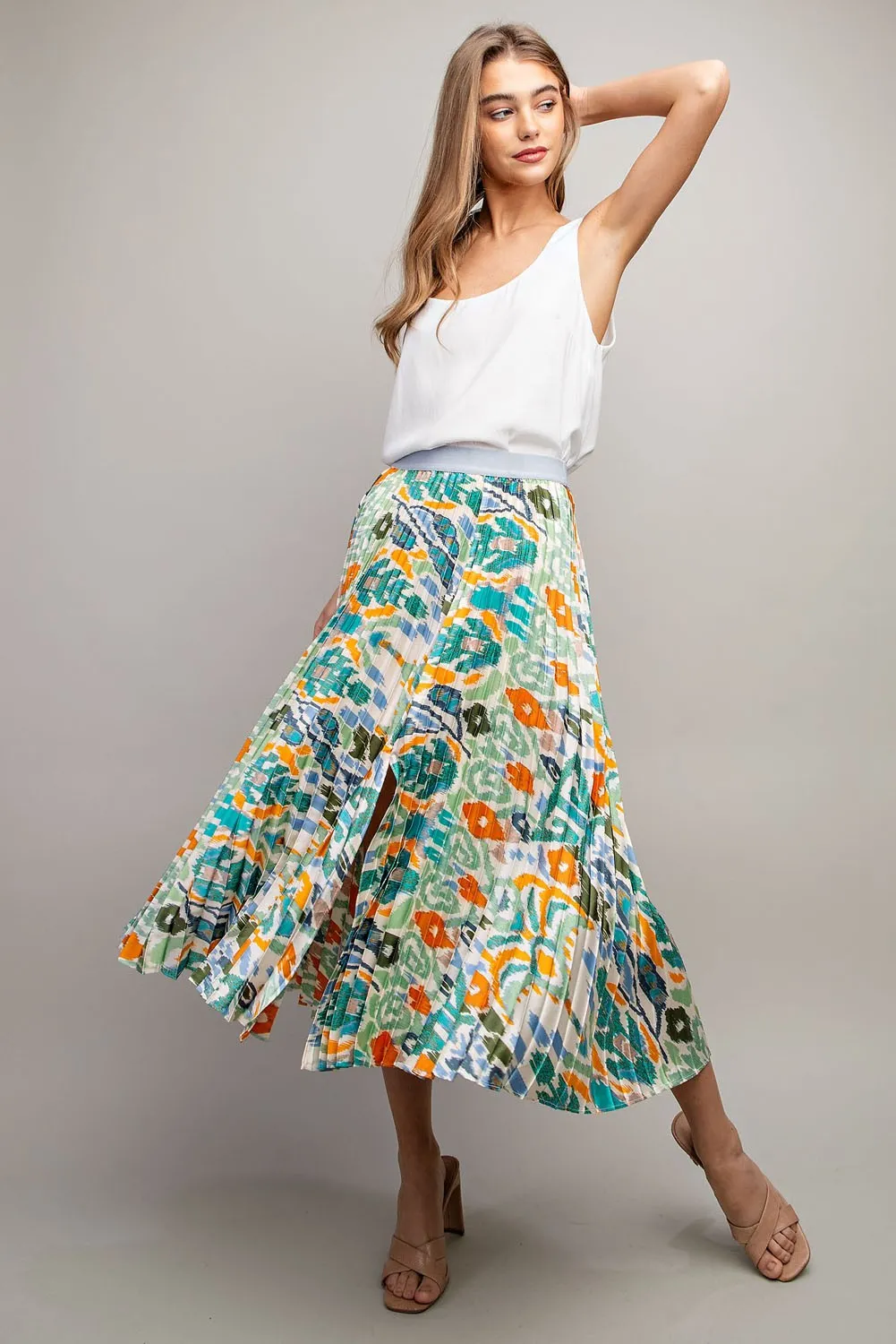 FLORAL PRINT MIDI SKIRT
