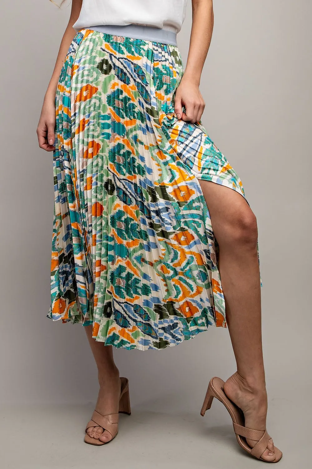 FLORAL PRINT MIDI SKIRT