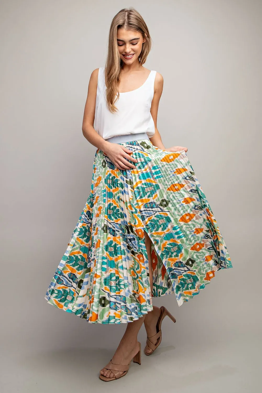 FLORAL PRINT MIDI SKIRT