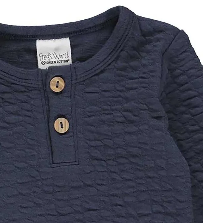 Fred's World Jacquard Navy Long Sleeved Onesie