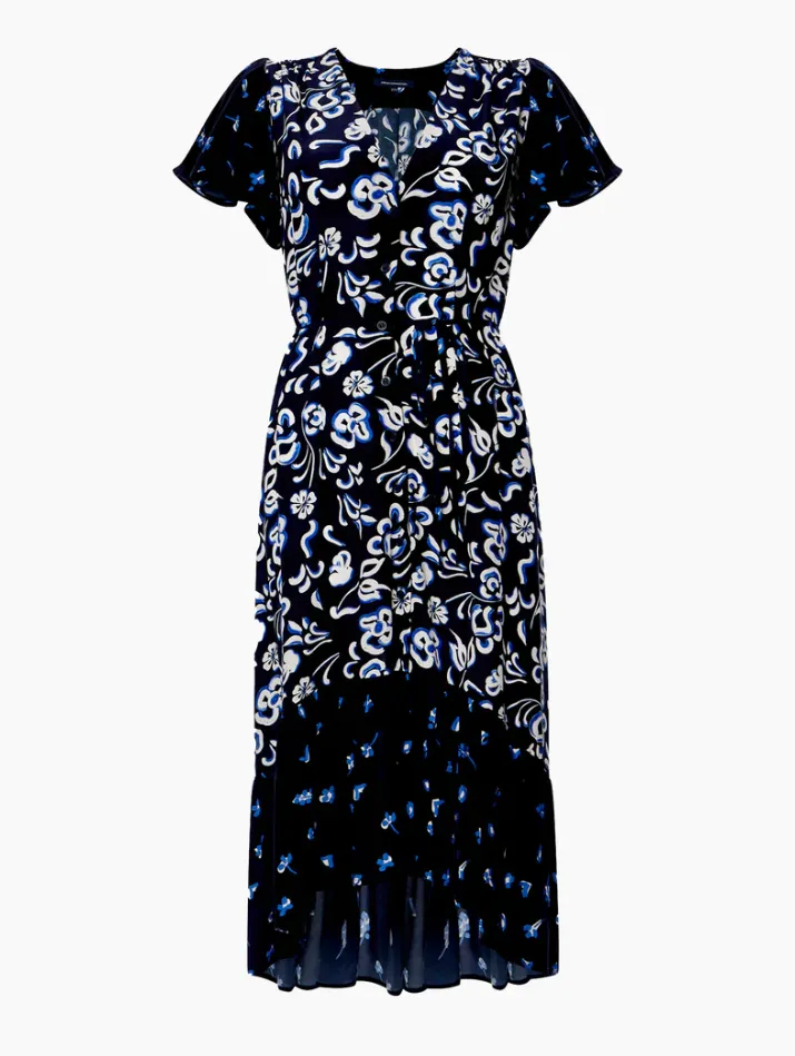 French Connection BHELLE ECO DELPHINE DRAPE MIDI DRESS 71TBD