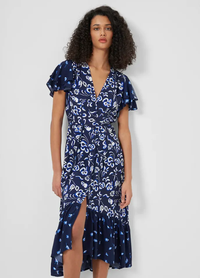 French Connection BHELLE ECO DELPHINE DRAPE MIDI DRESS 71TBD