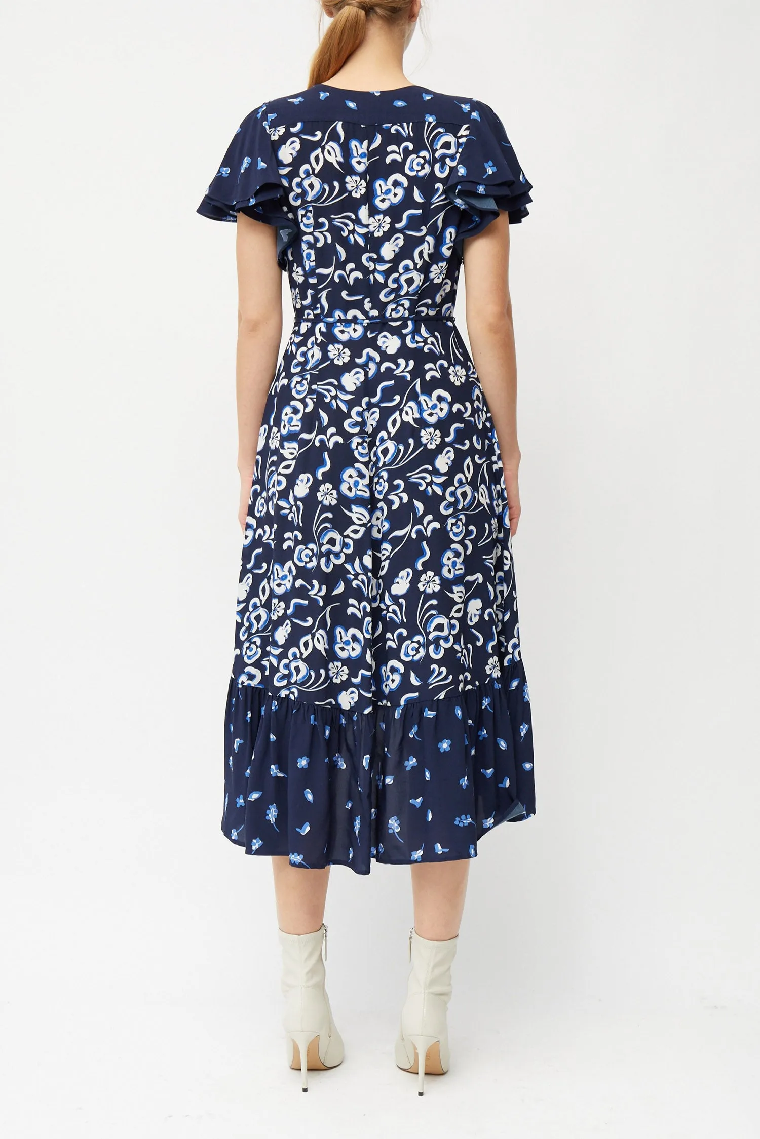 French Connection BHELLE ECO DELPHINE DRAPE MIDI DRESS 71TBD