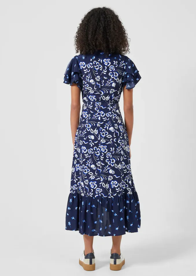 French Connection BHELLE ECO DELPHINE DRAPE MIDI DRESS 71TBD