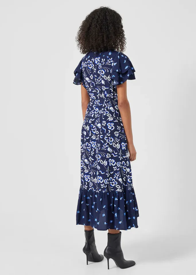 French Connection BHELLE ECO DELPHINE DRAPE MIDI DRESS 71TBD