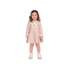 Girls L/S Bear Face Dress