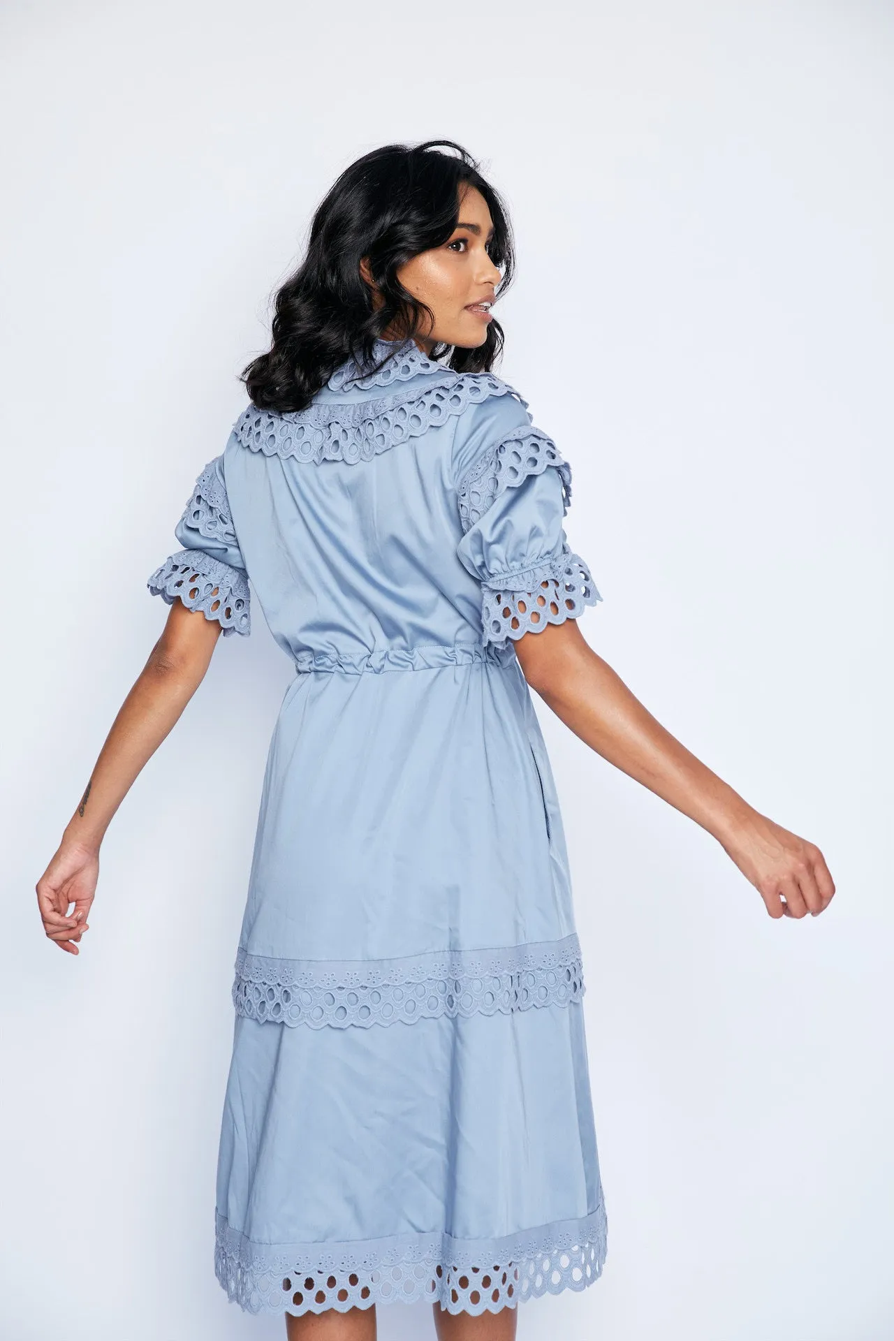 Gloria Midi Dress - Dusty Blue