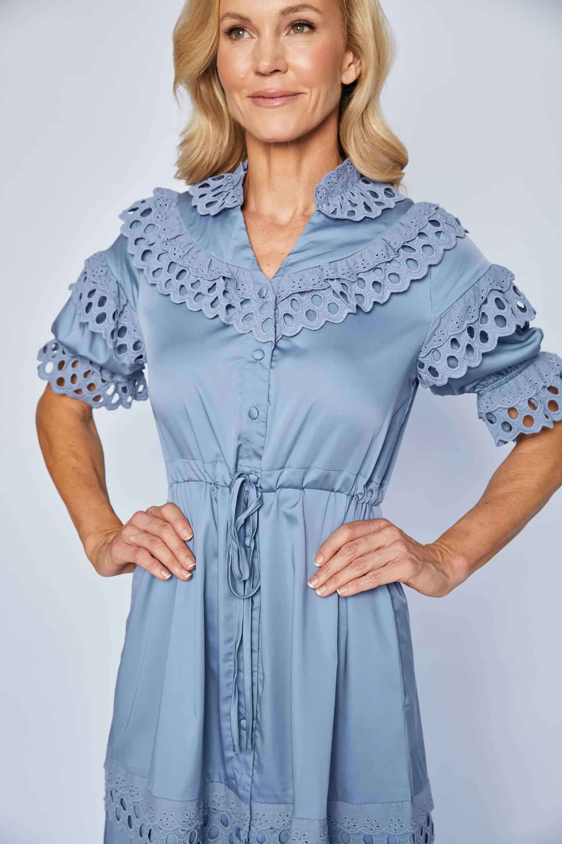 Gloria Midi Dress - Dusty Blue