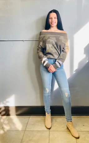 HEM & THREAD- Camo Dolman Sleeve Pullover