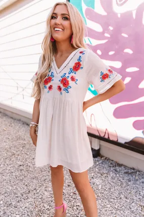 Here And Luau Embroidered Shift Dress