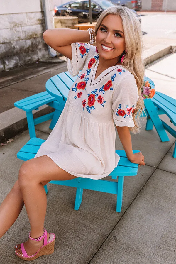 Here And Luau Embroidered Shift Dress