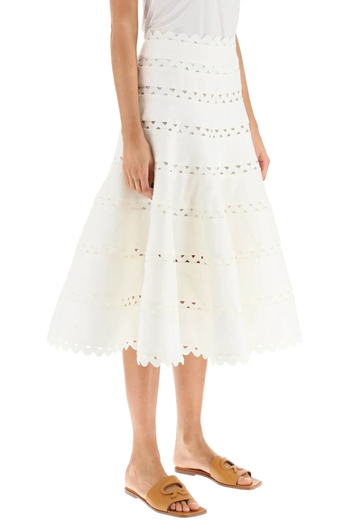 high tide' linen midi skirt