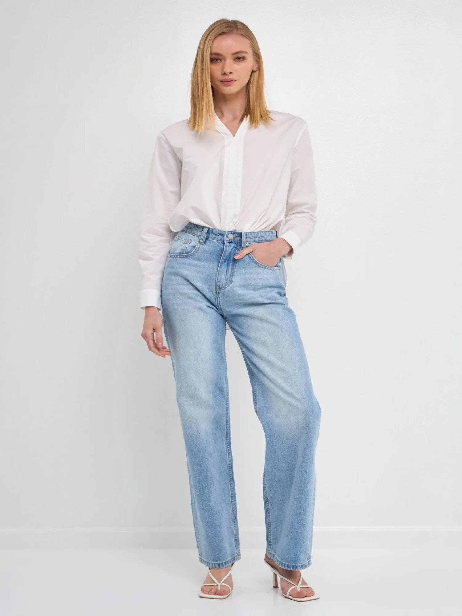High-Waisted Denim Pant - Grey Lab