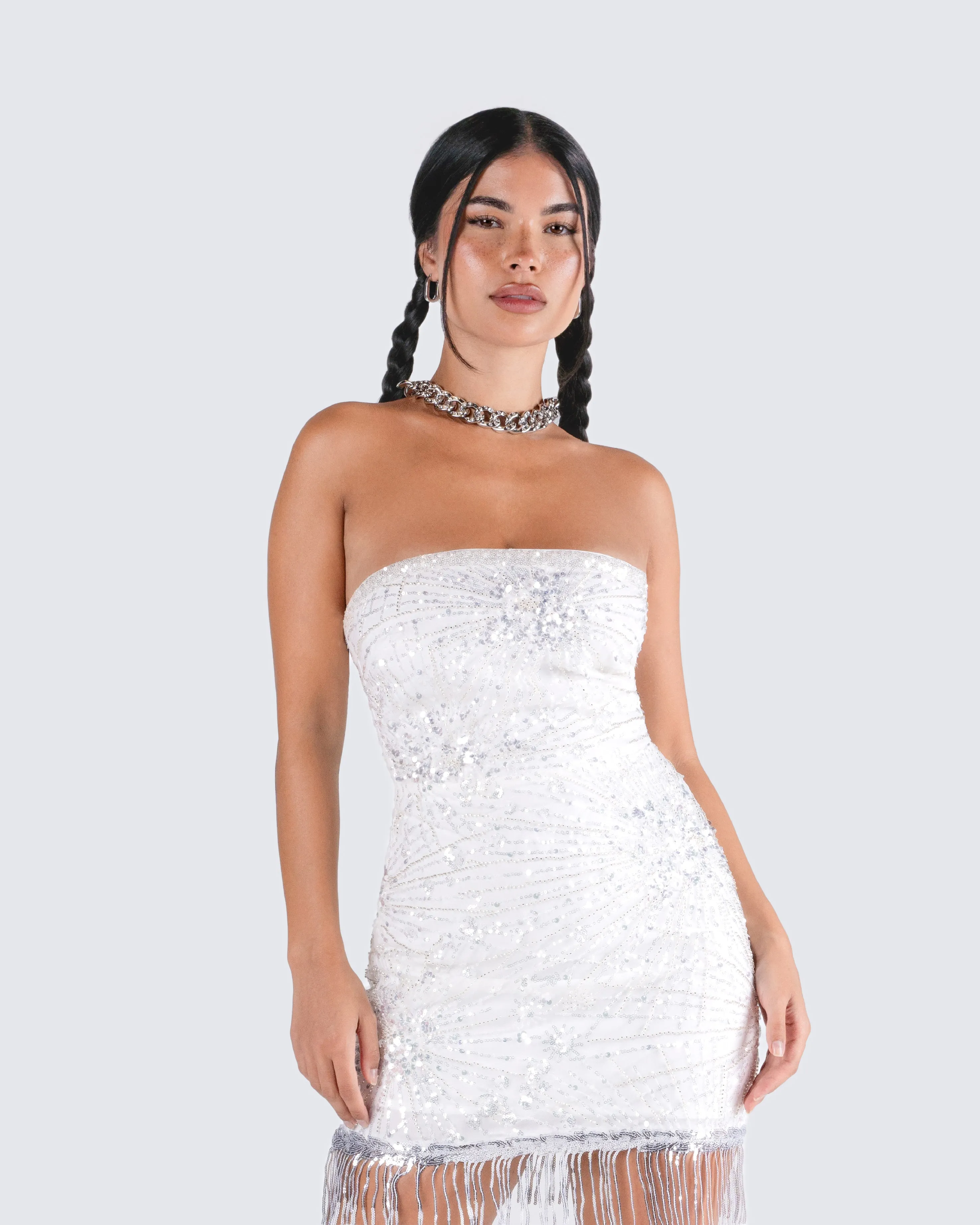 Jocelyn White Sequin Mini Dress