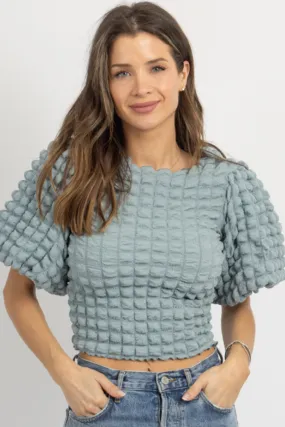 JORDI DUSTY BLUE TEXTURED TOP