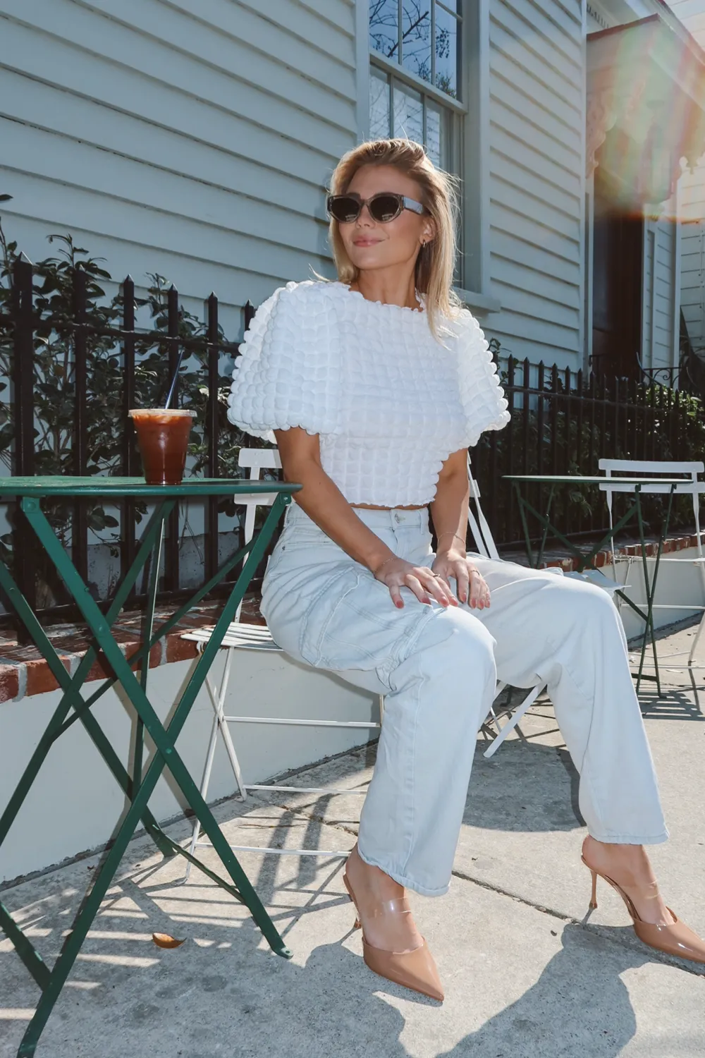 JORDI OFF WHITE TEXTURED TOP