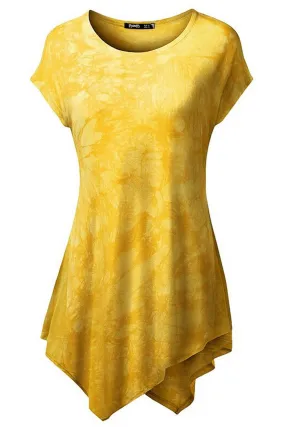 Ketty More Women Slim Fitted V Shape Hem Dye Pattern Top-KMWSB762