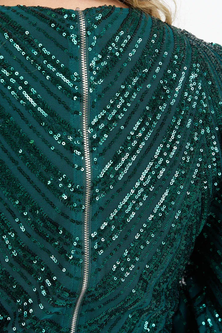 Kia Patterned Sequin Dress (Green)