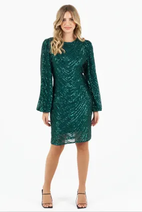 Kia Patterned Sequin Dress (Green)