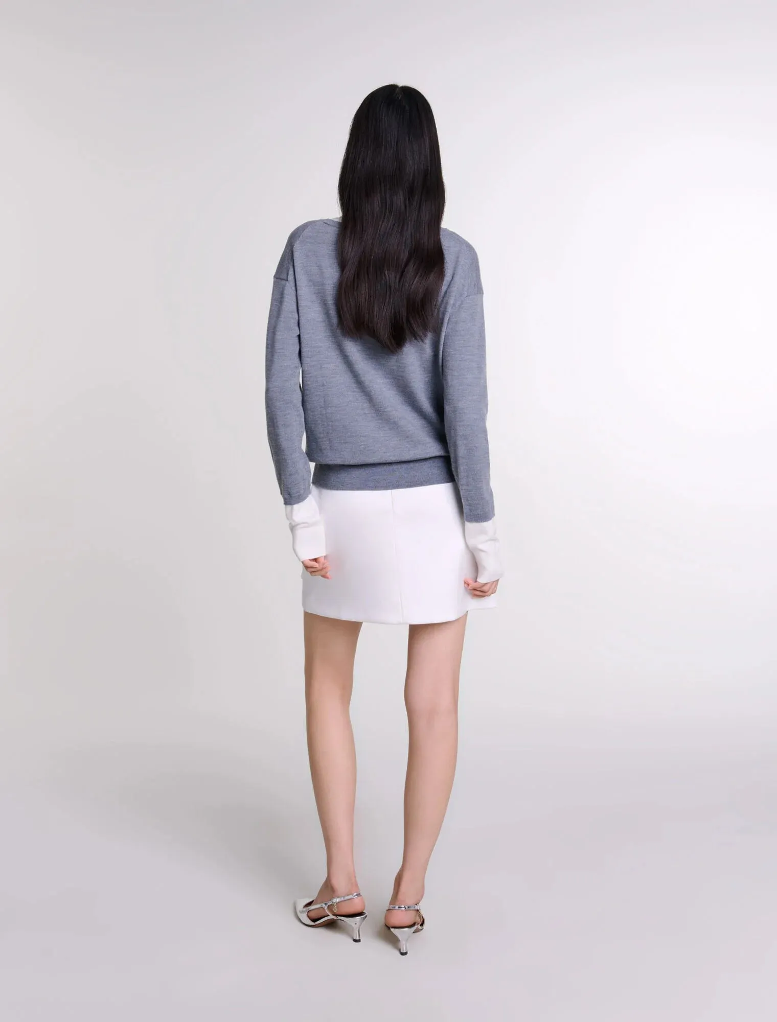 Layered wool-blend jumper