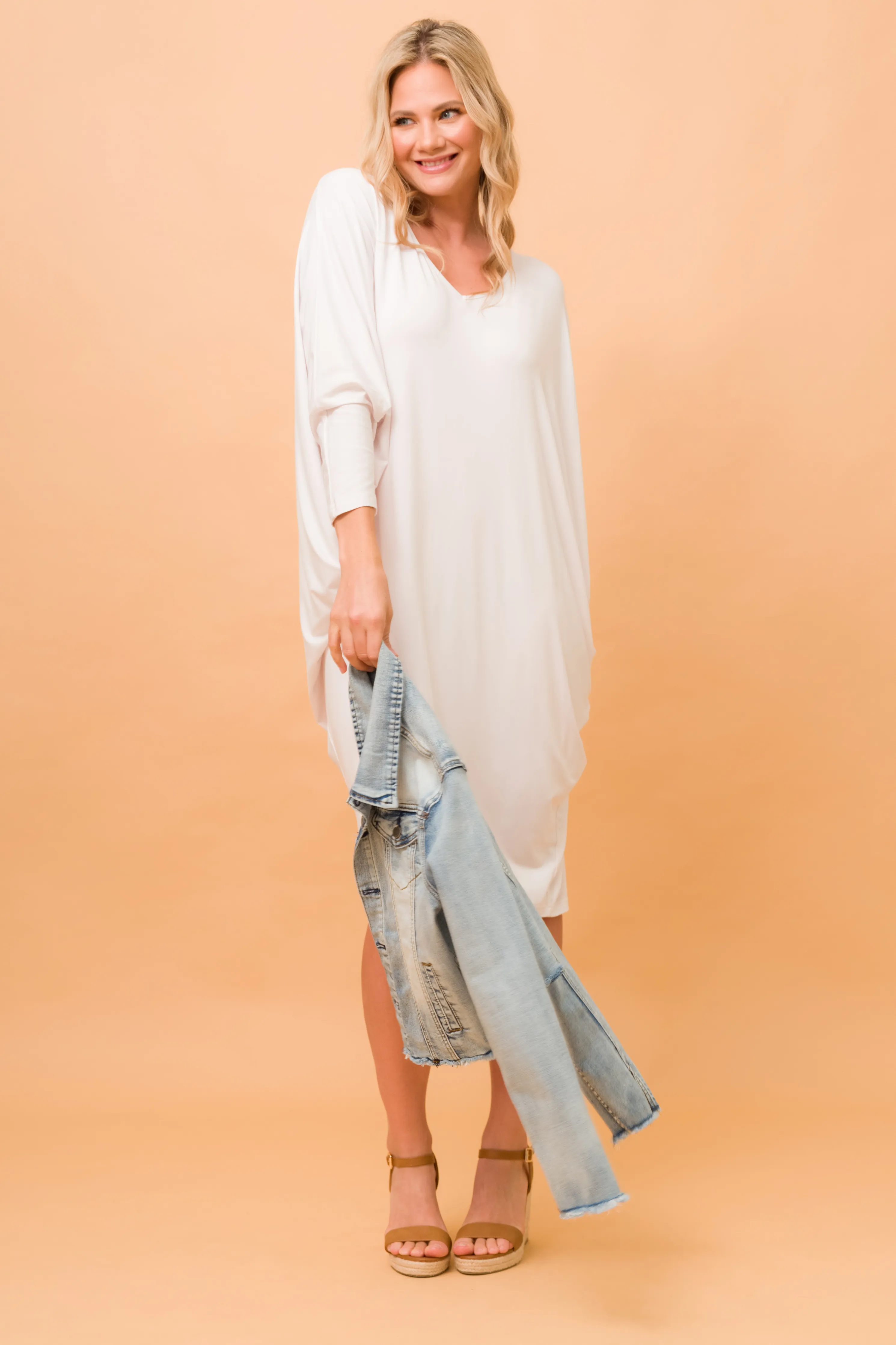 Long Sleeve Miracle Dress | White | FINAL SALE