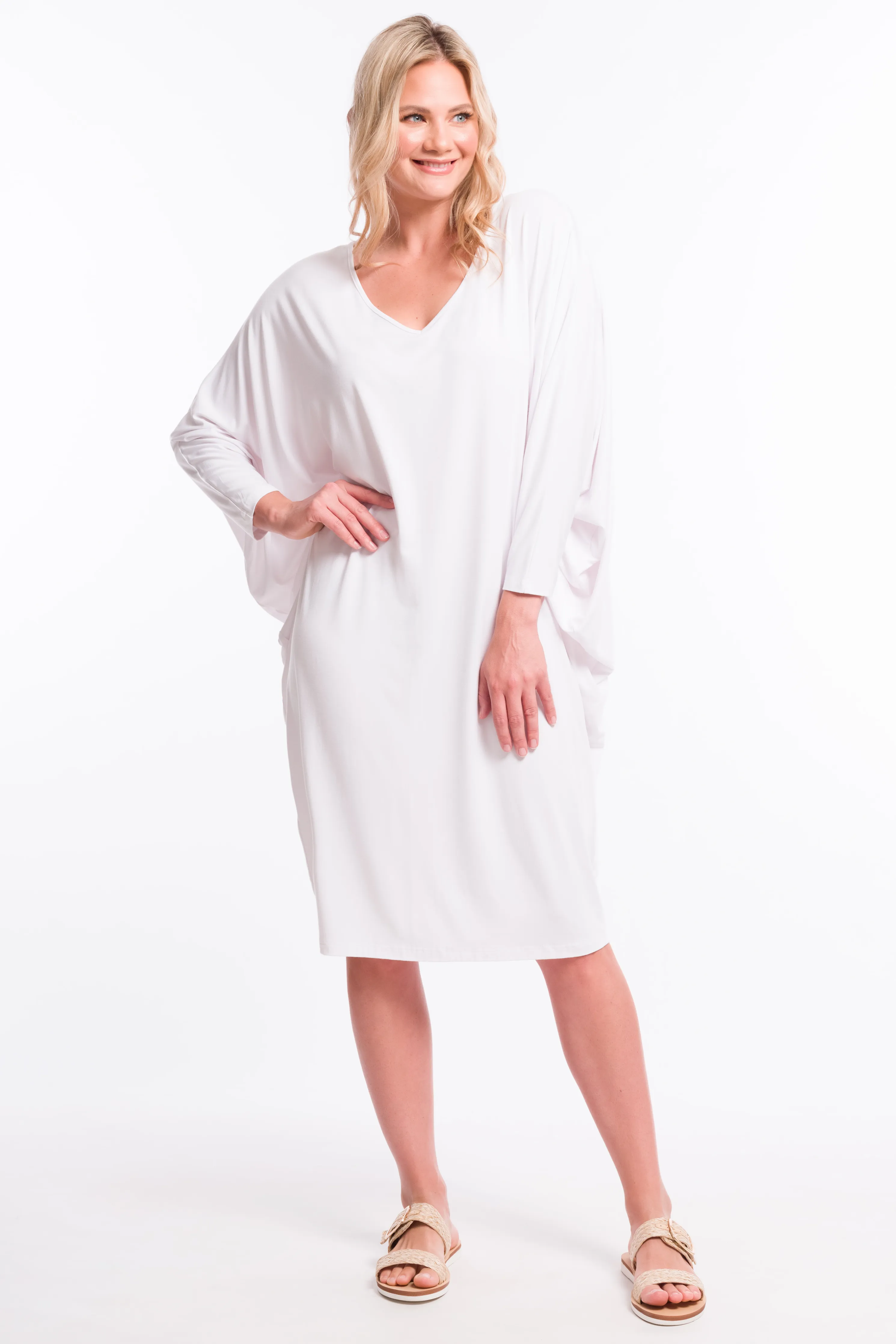 Long Sleeve Miracle Dress | White | FINAL SALE