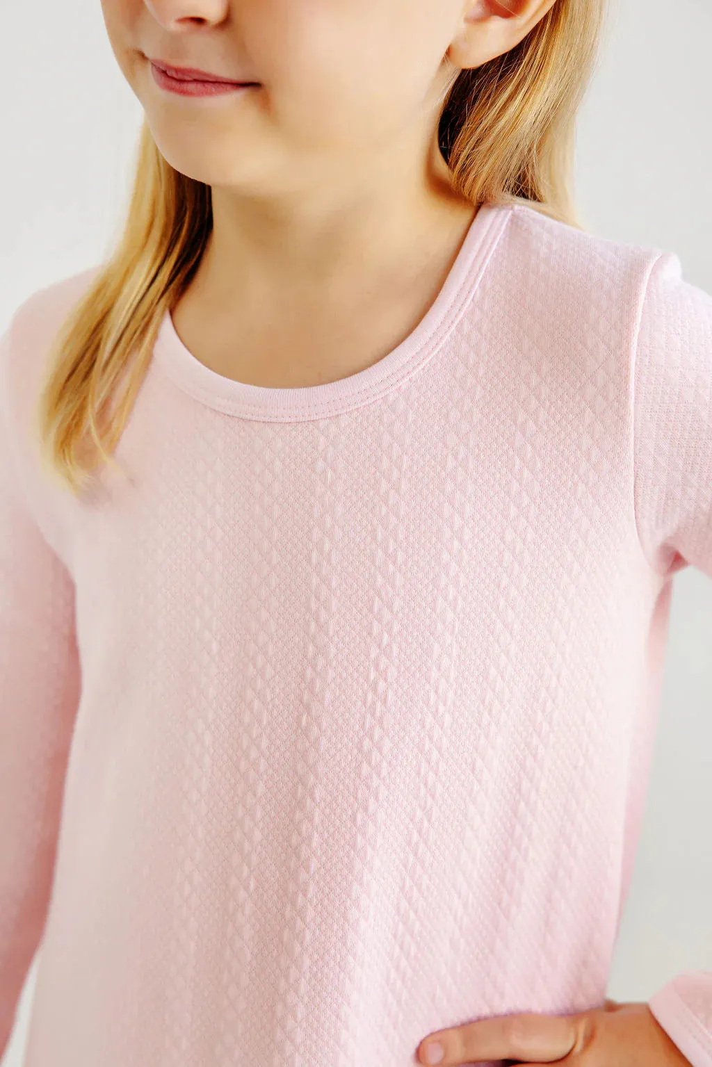 Long Sleeve Polly Play Dress (Quilted) Palm Beach Pink