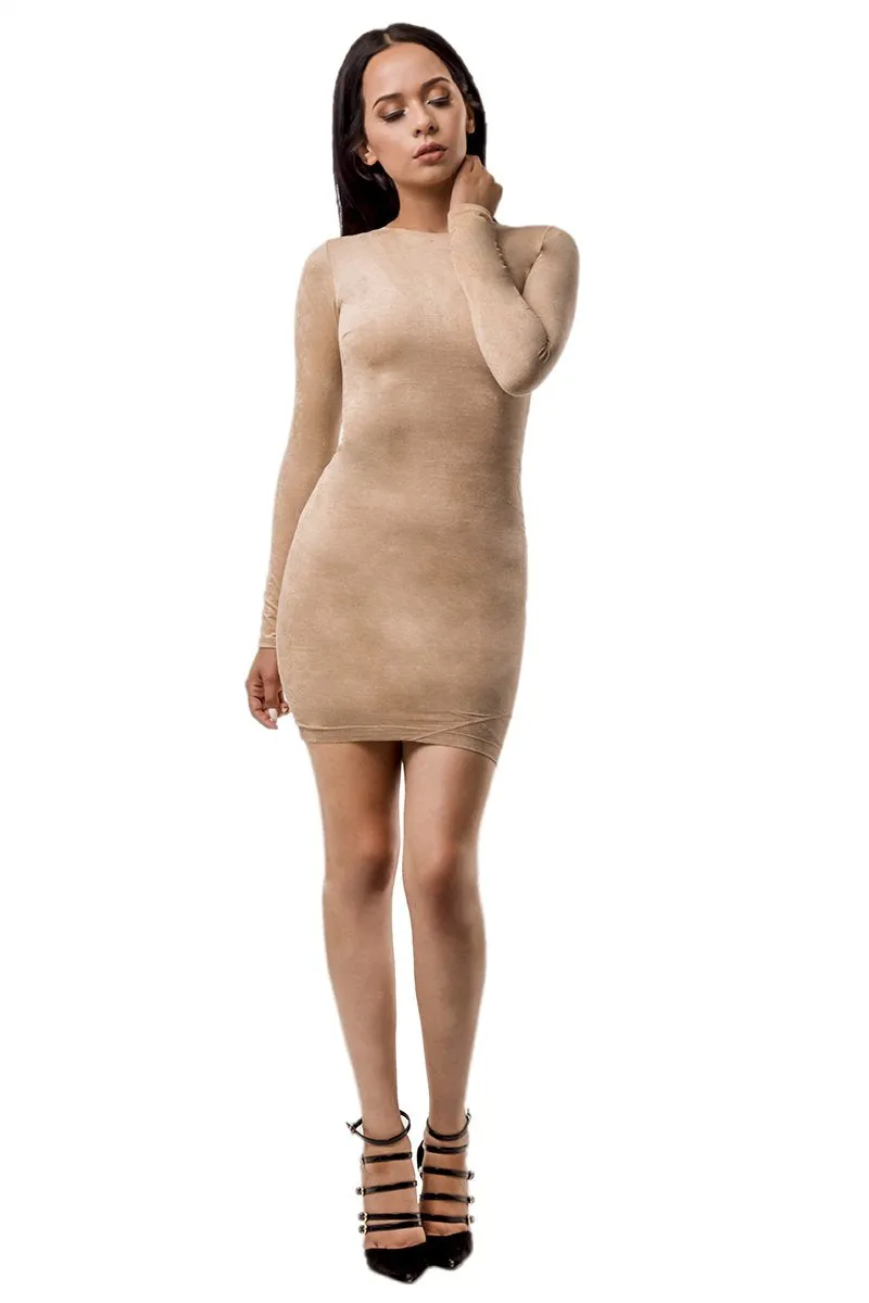Long Sleeve Suede Mini Dress