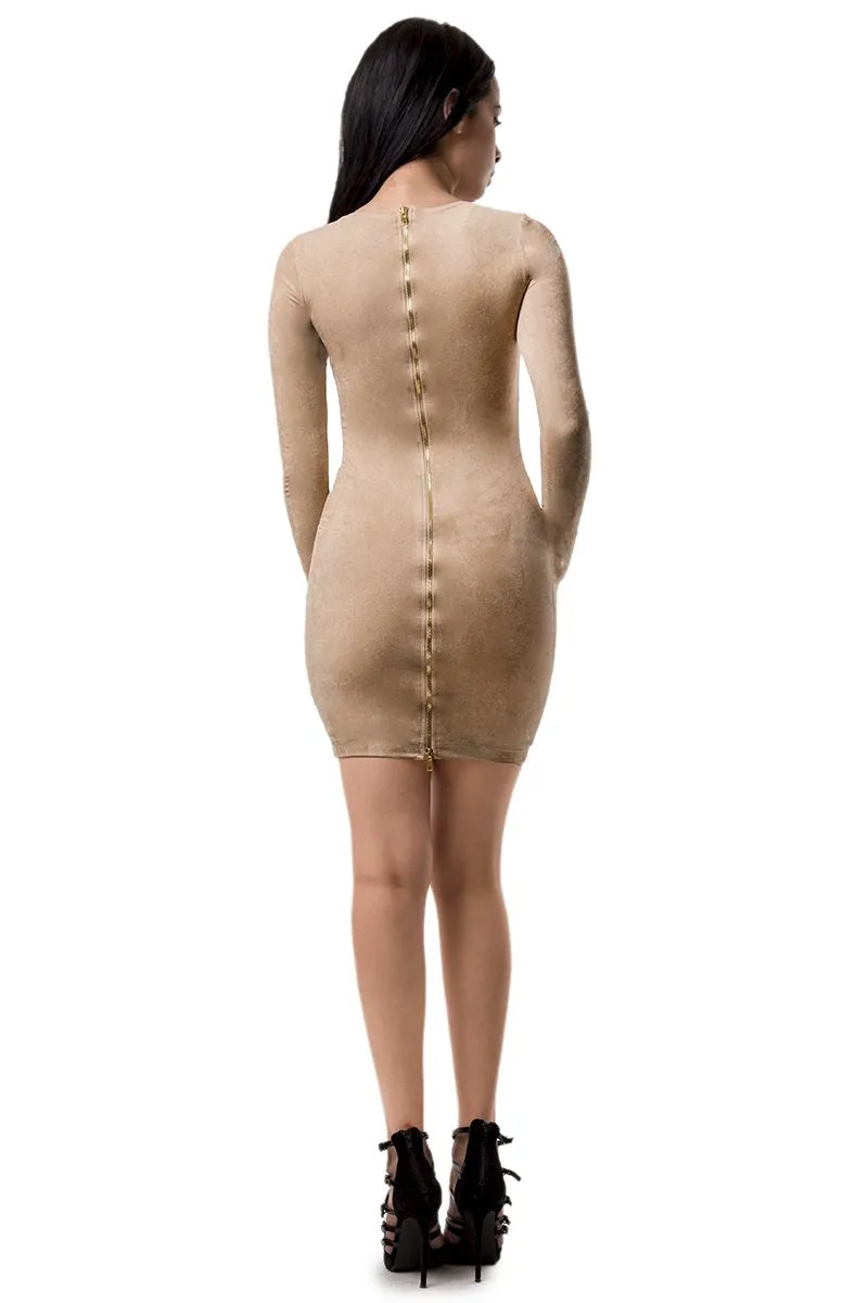 Long Sleeve Suede Mini Dress