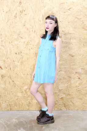 LOOT LABEL Pastel Pinstripe Sleeveless Shirt Dress