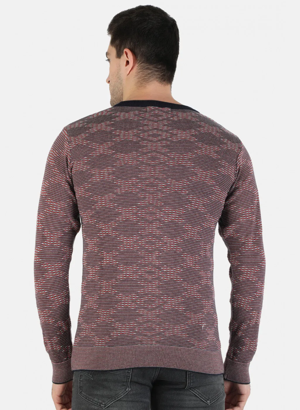 Men Pink Self Pullover