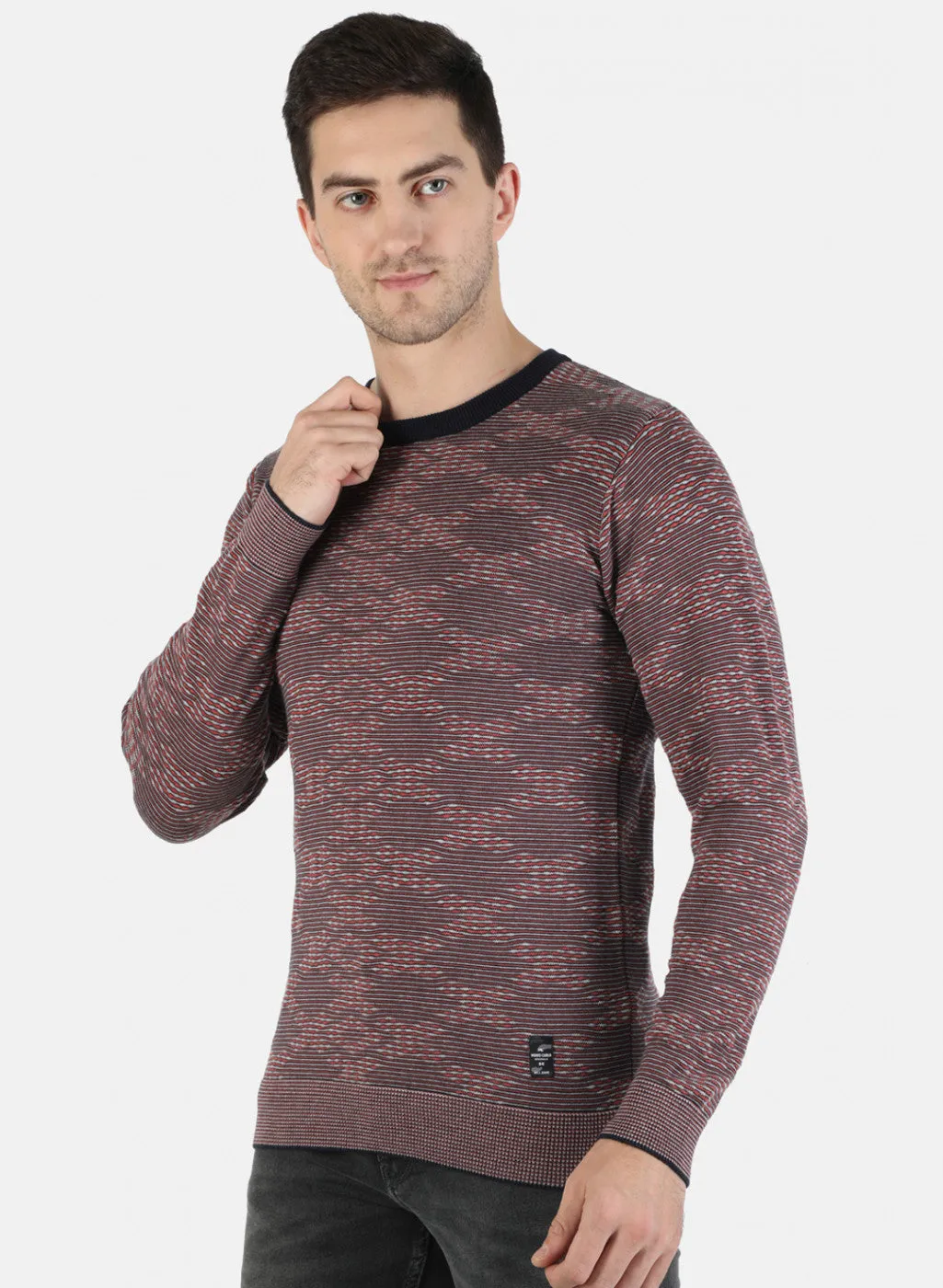 Men Pink Self Pullover