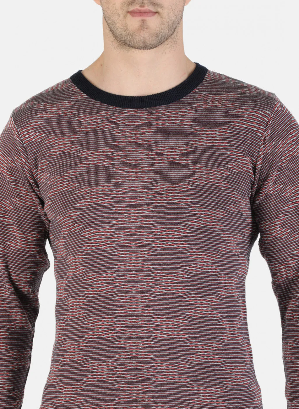 Men Pink Self Pullover