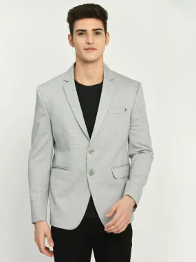 Men's Grey Dotted Cotton Notched Lapel Blazer