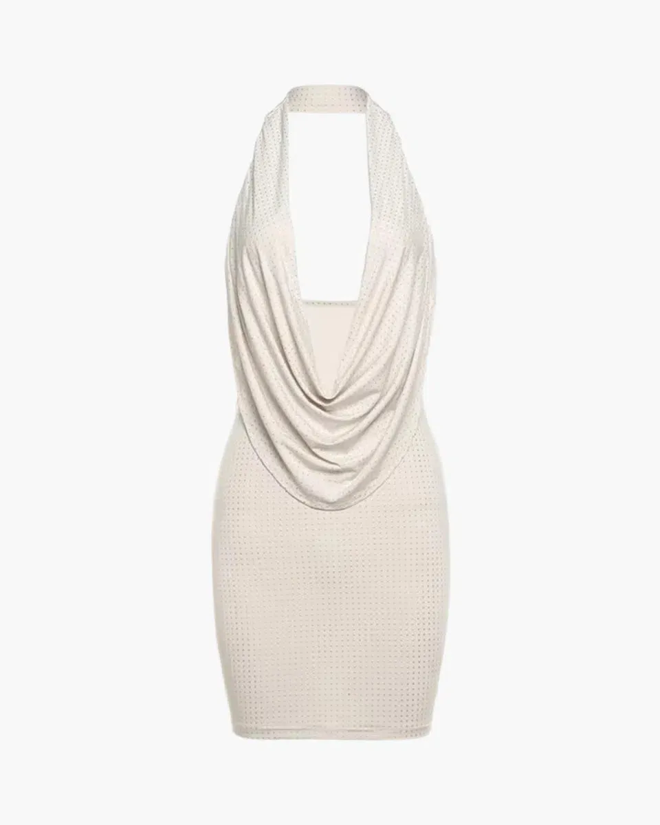 Émeraude – Crystal embellishments – Halter mini dress