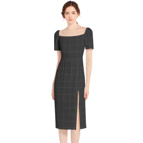 Midnight Matrix Split Thigh Midi Bodycon Dress