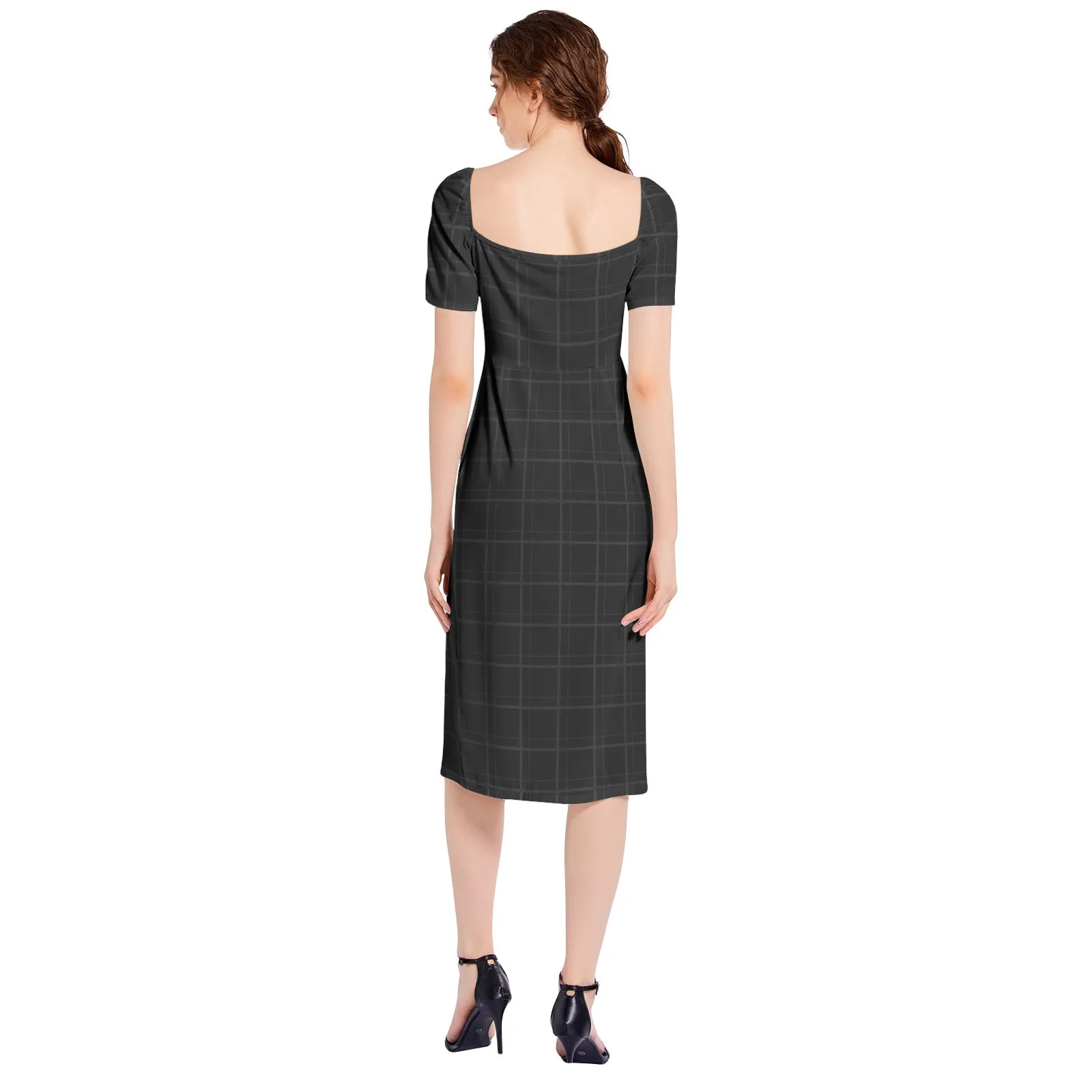 Midnight Matrix Split Thigh Midi Bodycon Dress