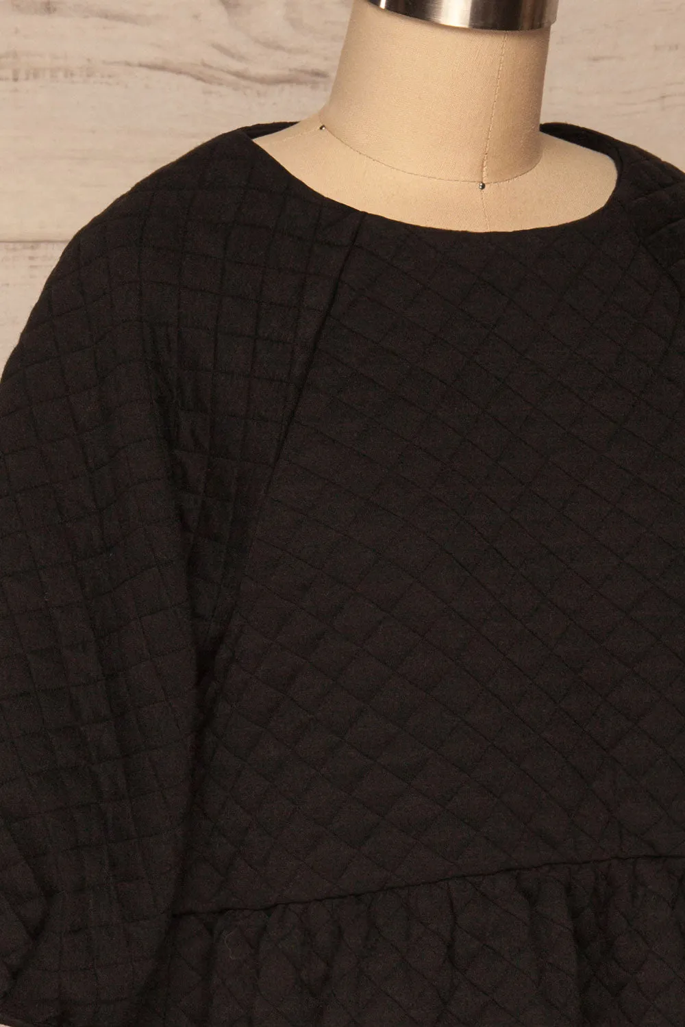 Millam Black | Quilted Puffy Sleeve Dress