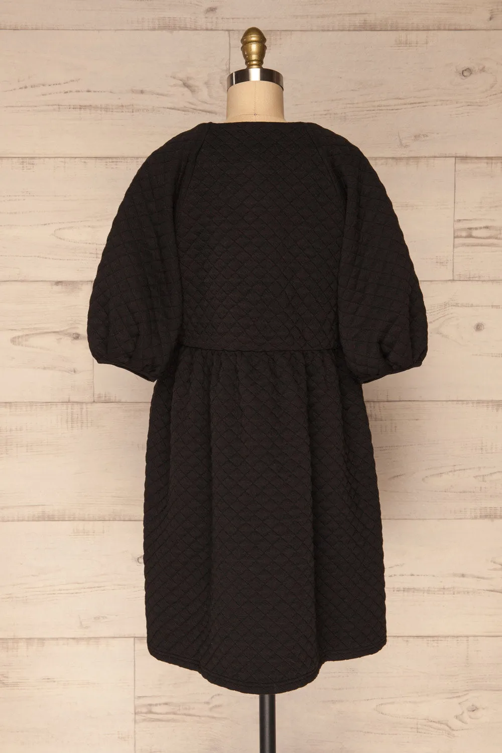 Millam Black | Quilted Puffy Sleeve Dress